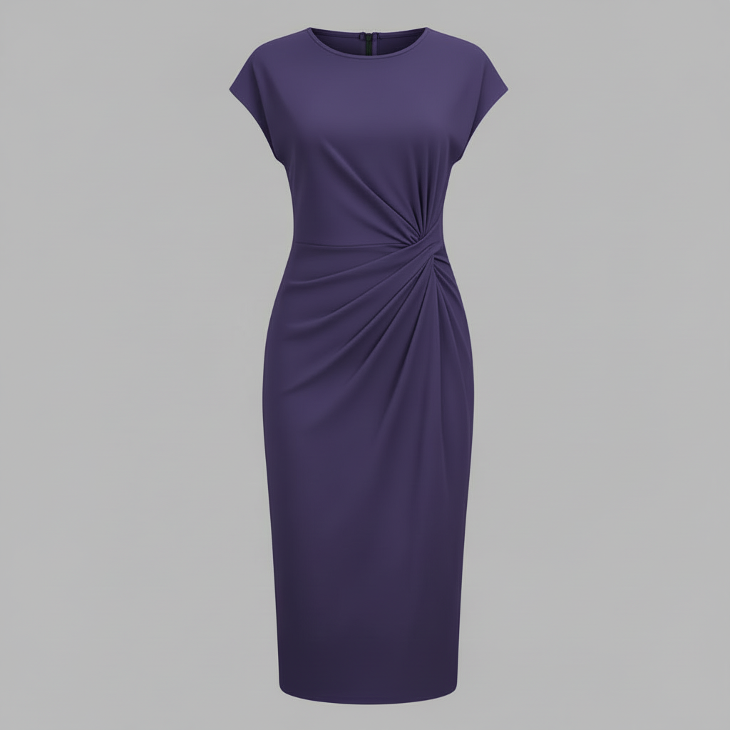 Midi Kleid für Damen | Kurzärmliges Formelles Kleid