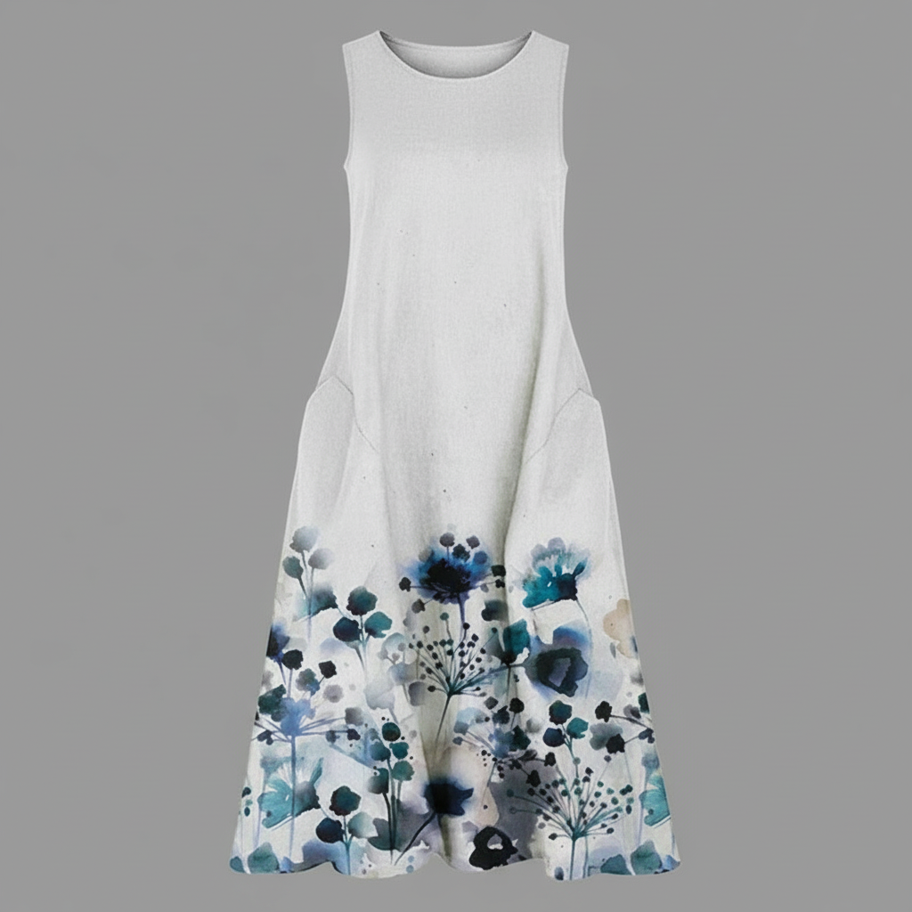 Blumenmuster Midi Kleid für Damen | Sommerkleider