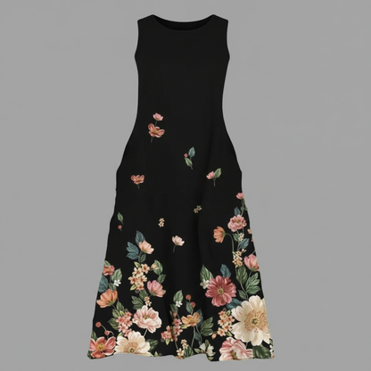 Blumenmuster Midi Kleid für Damen | Sommerkleider