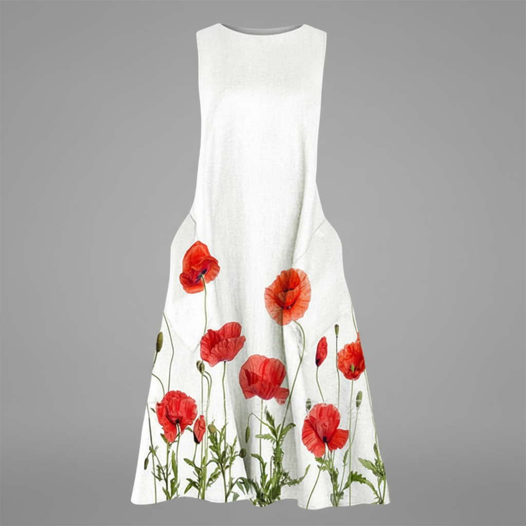 Blumenmuster Midi Kleid für Damen | Sommerkleider