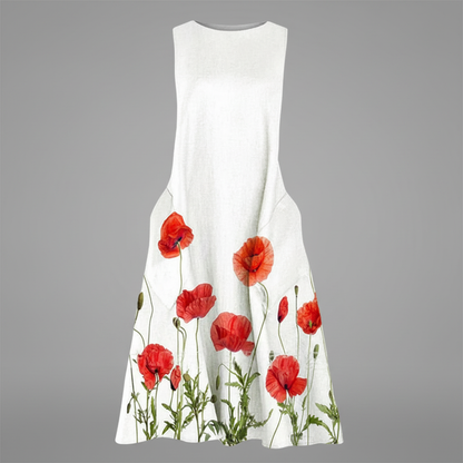 Blumenmuster Midi Kleid für Damen | Sommerkleider