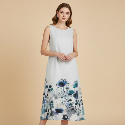 Blumenmuster Midi Kleid für Damen | Sommerkleider