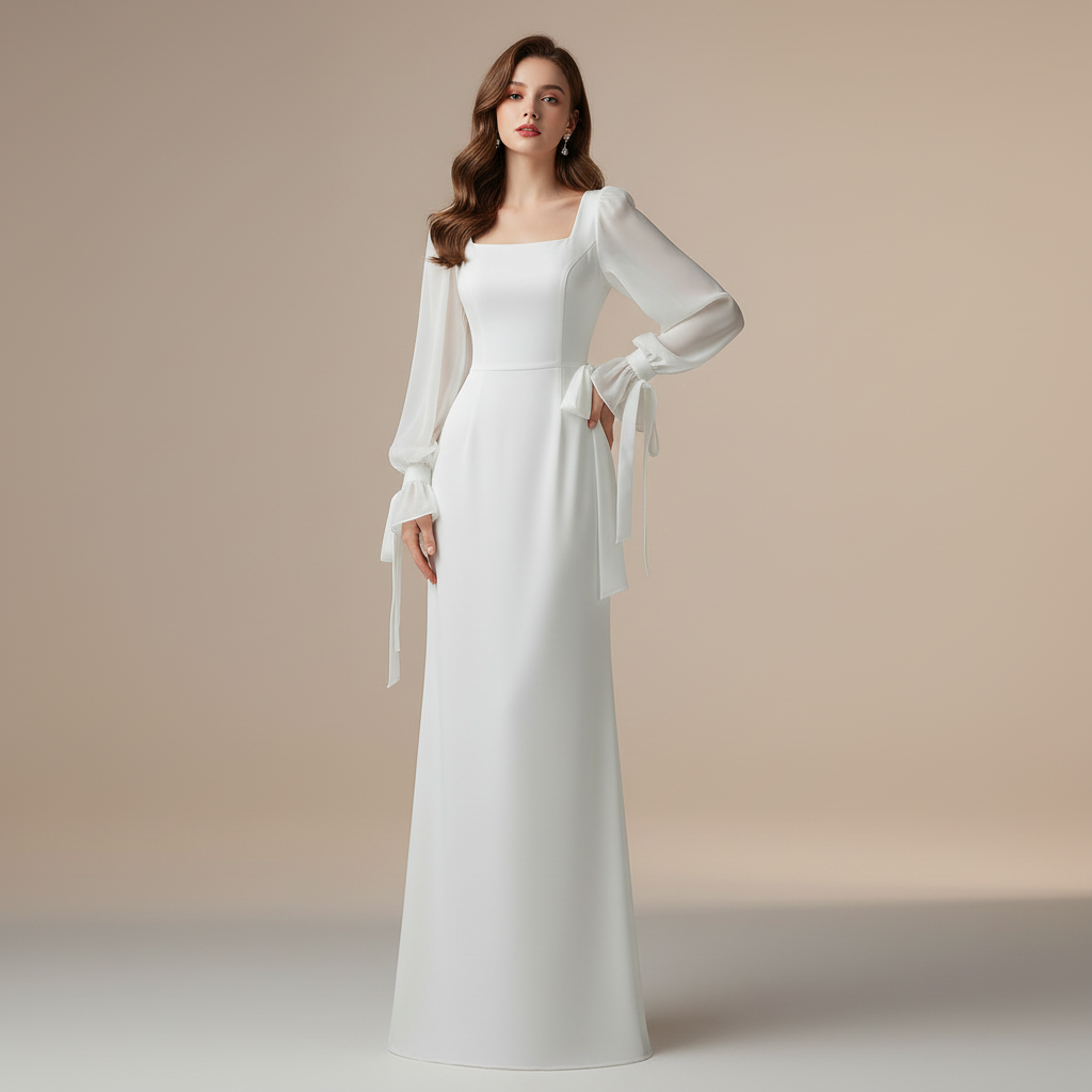 Elegantes Maxikleid Langarm für Hochzeitsgäste | Damenmode