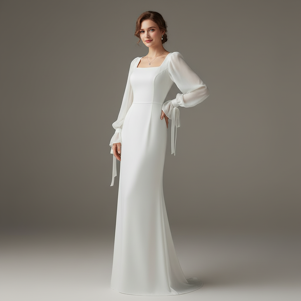 Elegantes Maxikleid Langarm für Hochzeitsgäste | Damenmode