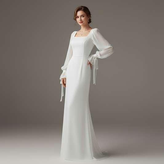 Elegantes Maxikleid Langarm für Hochzeitsgäste | Damenmode