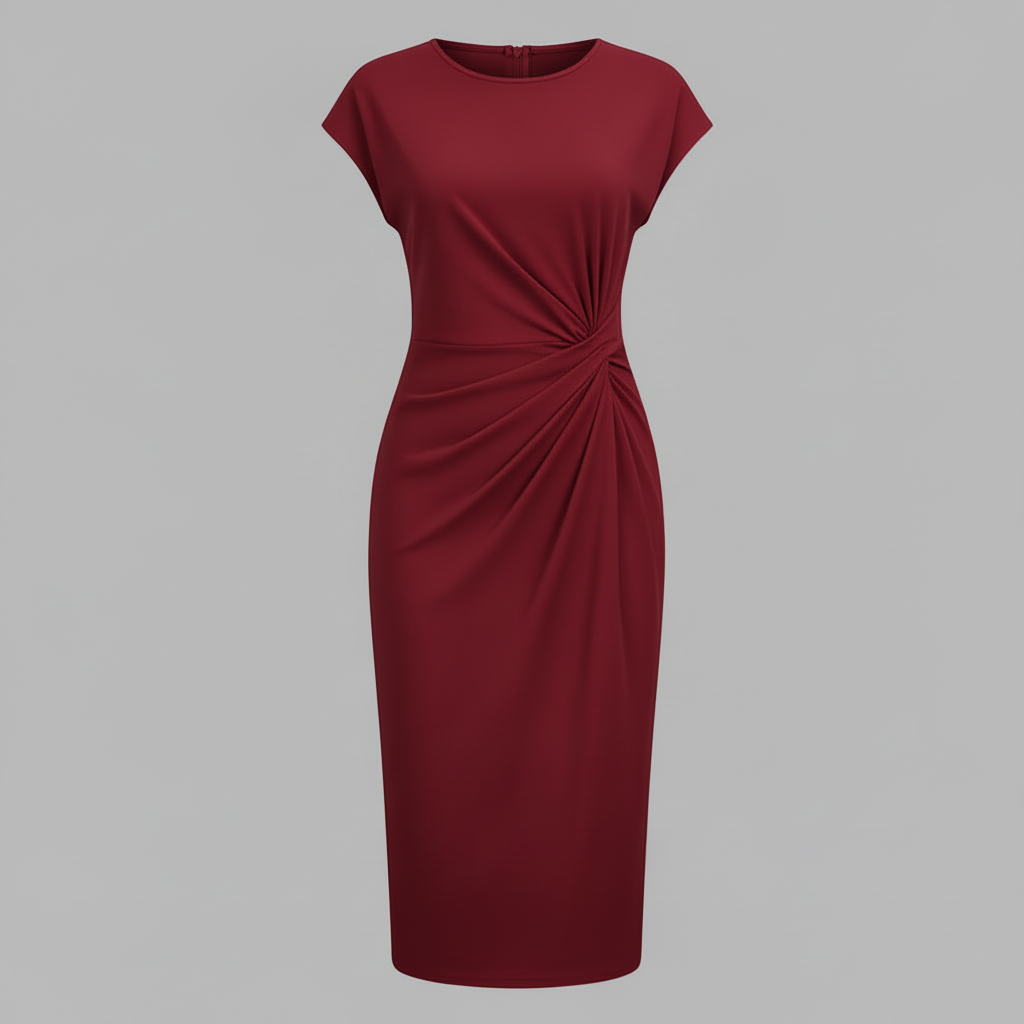 Midi Kleid für Damen | Kurzärmliges Formelles Kleid