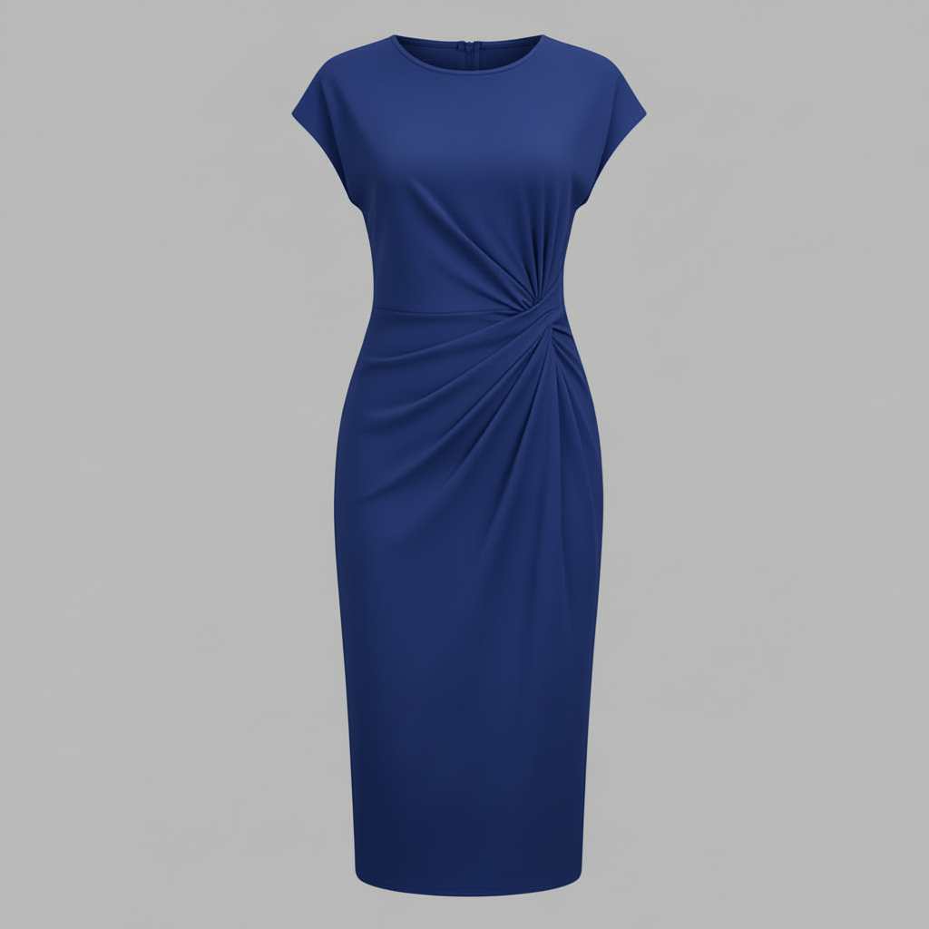 Midi Kleid für Damen | Kurzärmliges Formelles Kleid