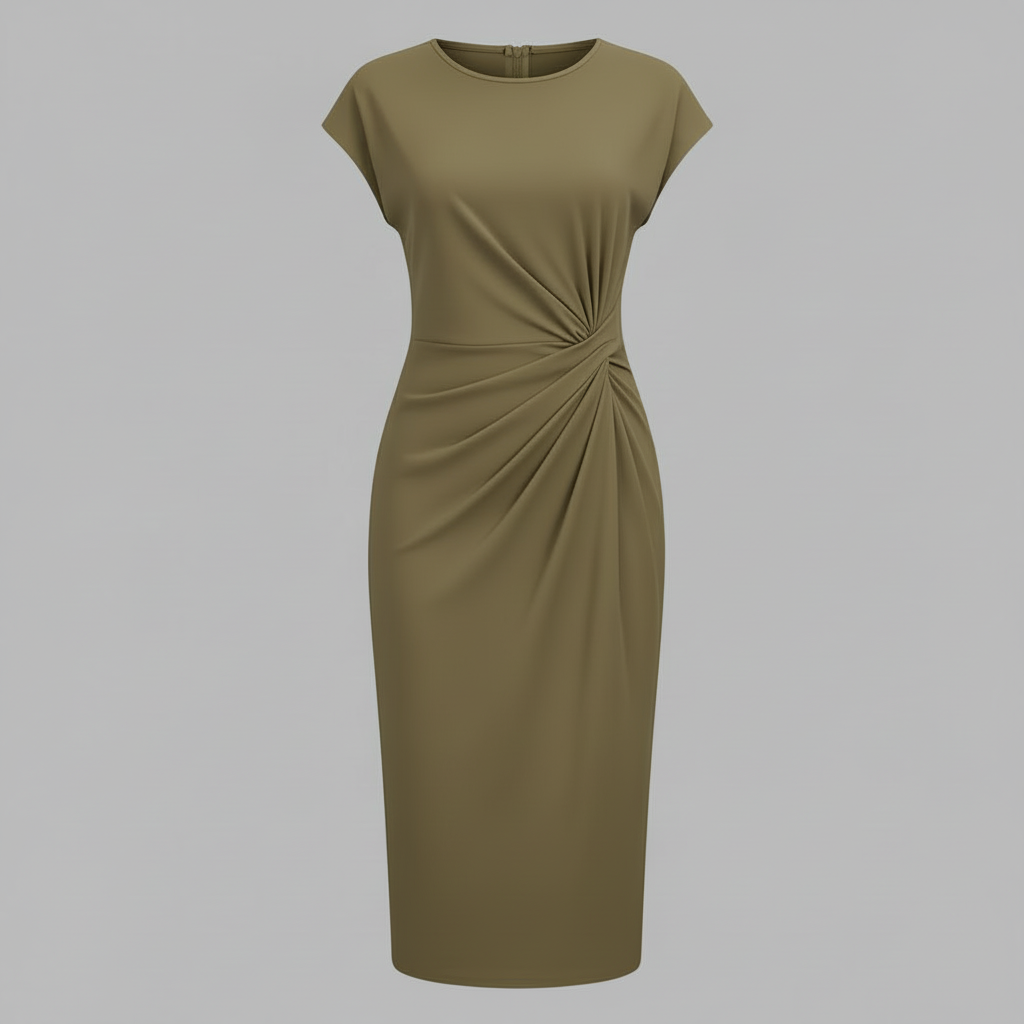 Midi Kleid für Damen | Kurzärmliges Formelles Kleid