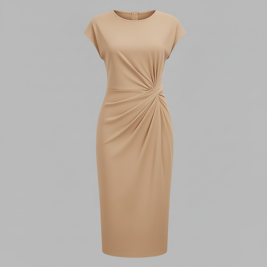 Midi Kleid für Damen | Kurzärmliges Formelles Kleid