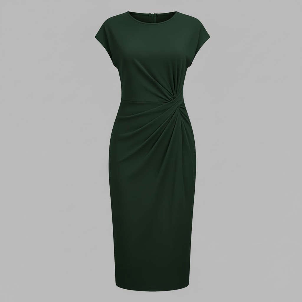 Midi Kleid für Damen | Kurzärmliges Formelles Kleid