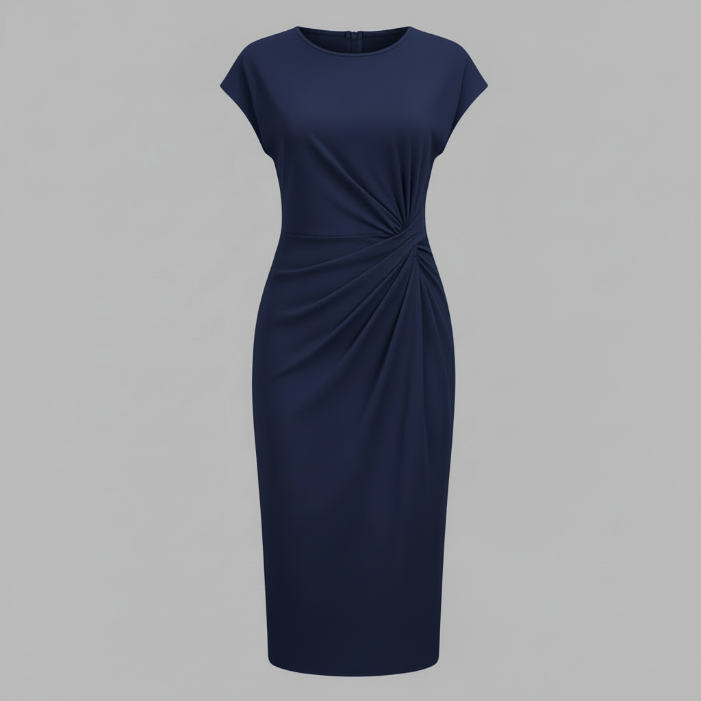 Midi Kleid für Damen | Kurzärmliges Formelles Kleid