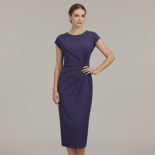 Midi Kleid für Damen | Kurzärmliges Formelles Kleid