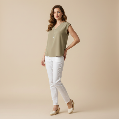 Moderne Sommerbluse V-Ausschnitt | Damenmode