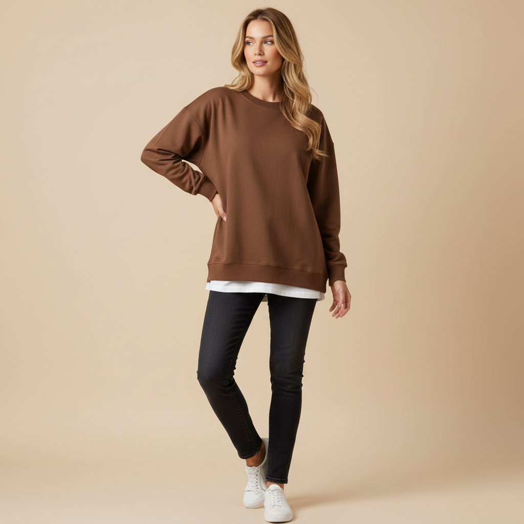 Übergroßes Rundhals Sweatshirt Damen | Lässiger Stil