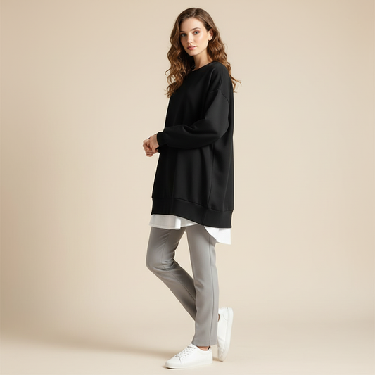Übergroßes Rundhals Sweatshirt Damen | Lässiger Stil