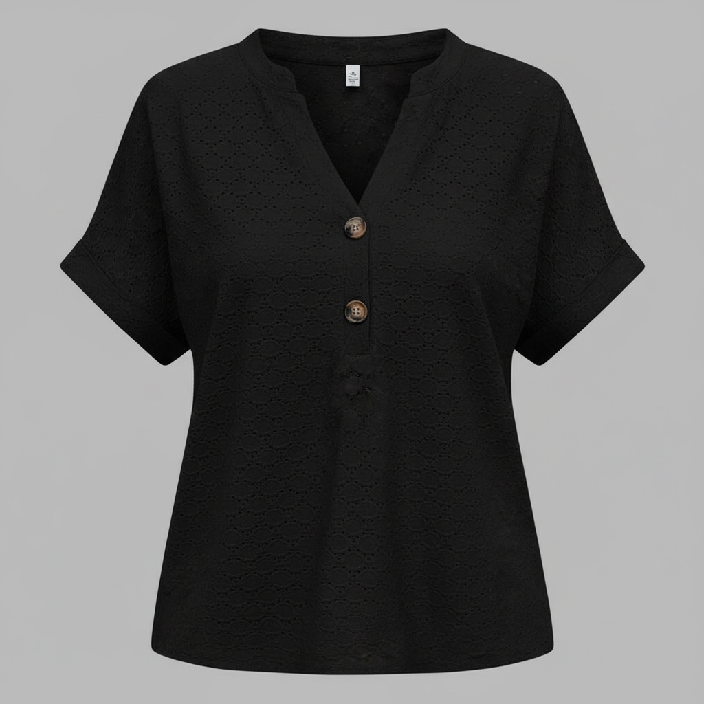 Damen V-Ausschnitt Top | Lässiges Kurzarmshirt