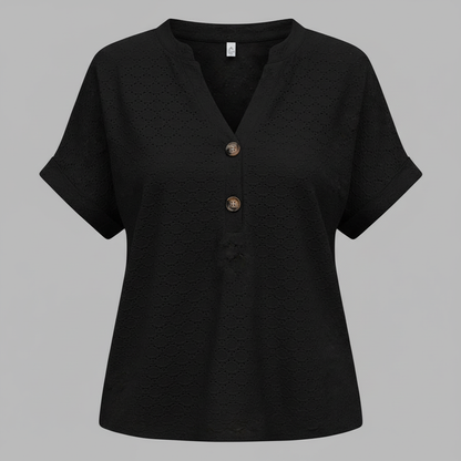 Damen V-Ausschnitt Top | Lässiges Kurzarmshirt