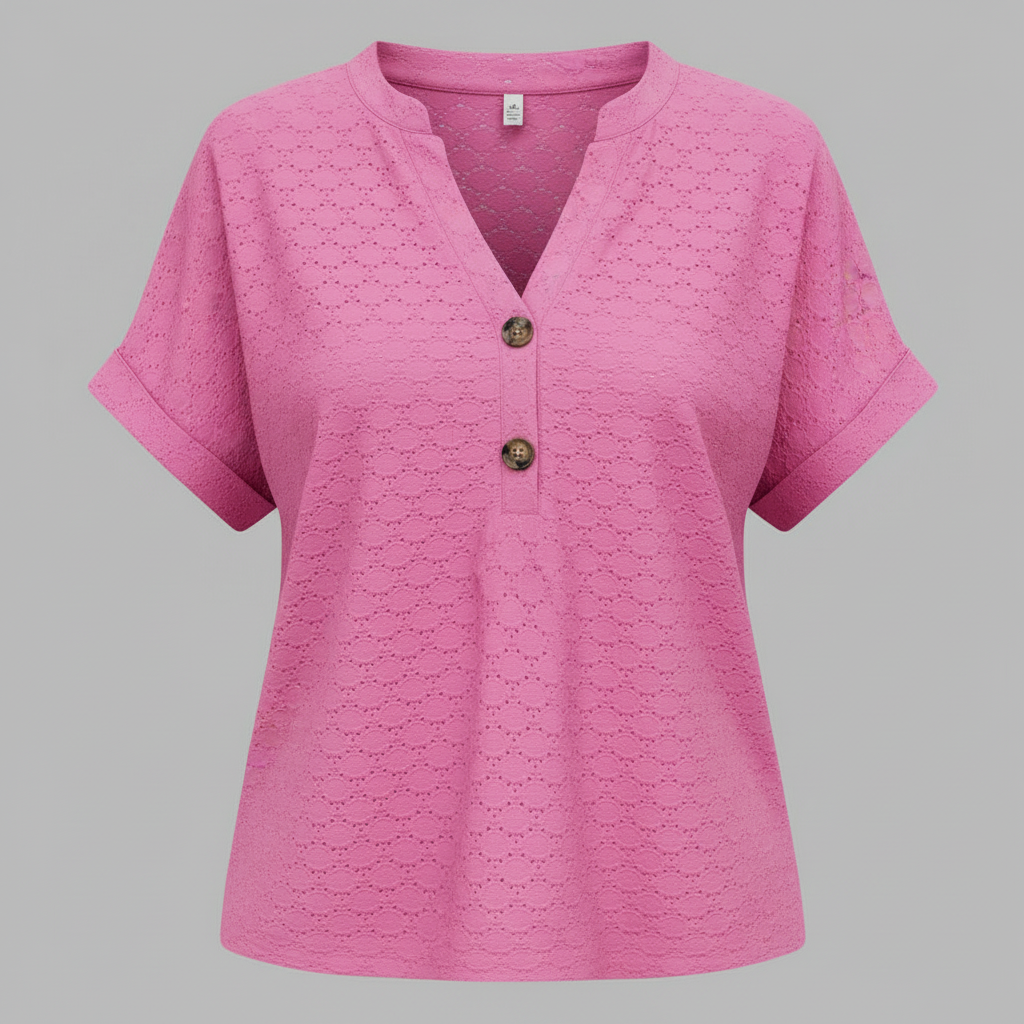Damen V-Ausschnitt Top | Lässiges Kurzarmshirt