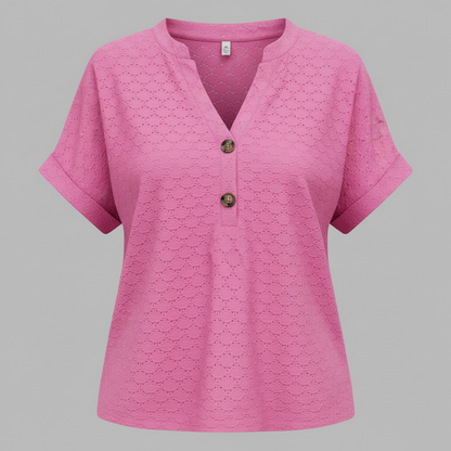 Damen V-Ausschnitt Top | Lässiges Kurzarmshirt