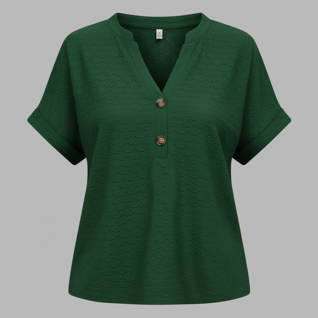 Damen V-Ausschnitt Top | Lässiges Kurzarmshirt