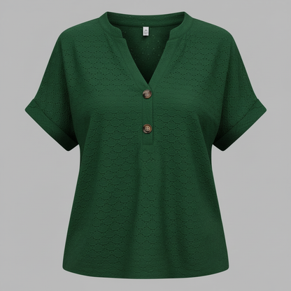 Damen V-Ausschnitt Top | Lässiges Kurzarmshirt