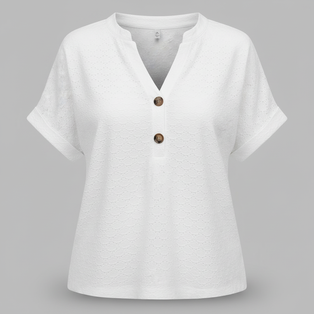 Damen V-Ausschnitt Top | Lässiges Kurzarmshirt