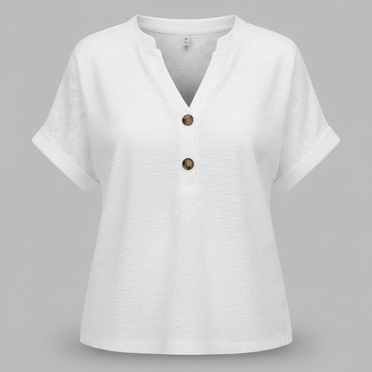 Damen V-Ausschnitt Top | Lässiges Kurzarmshirt