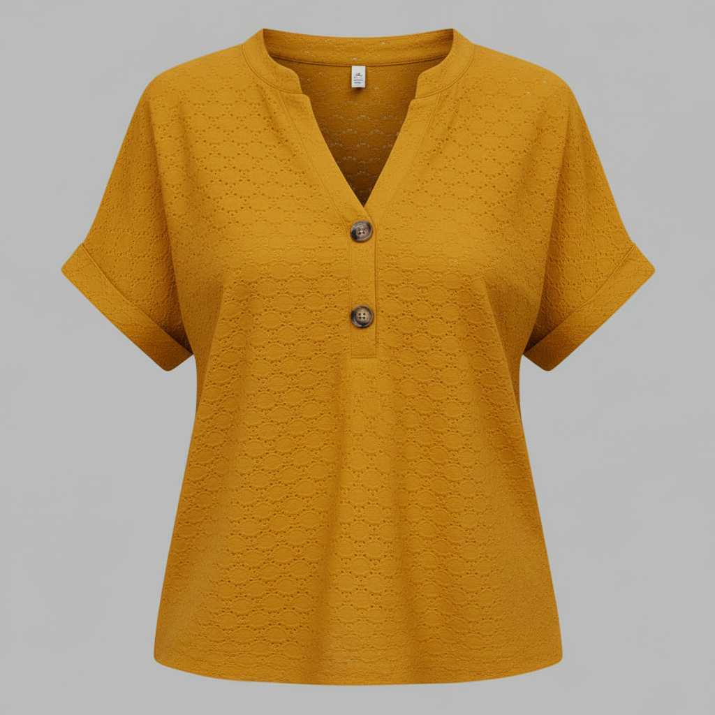 Damen V-Ausschnitt Top | Lässiges Kurzarmshirt